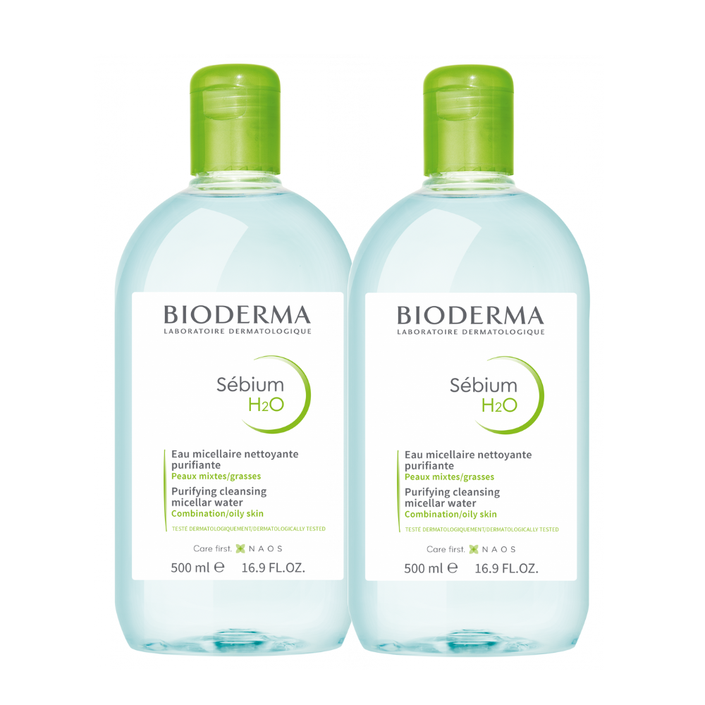 Bioderma Sebium H2O Micellar Water Makeup Remover 500ml 2 pcs Bundle