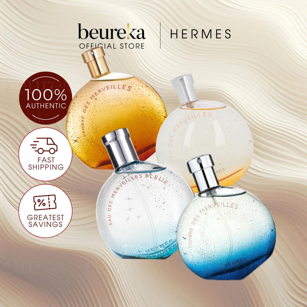 [LIVE ONLY] All Hermes des Merveilles Series - Eau des Merveilles EDT, Eau des Merveilles Bleue EDT, L'Amber des Merveilles EDP, L'Ombre des Merveilles 50ml/100ml - Beureka