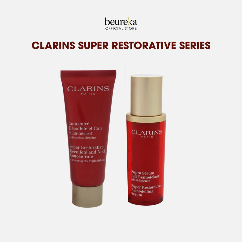 [LIVE ONLY] Clarins Super Restorative Series - Decollete Cream and Neck Concentrate 75ML | Clarins Super Restorative Remodelling Serum 30ML [Anti-aging | Anti-Wrinkles] - Beureka