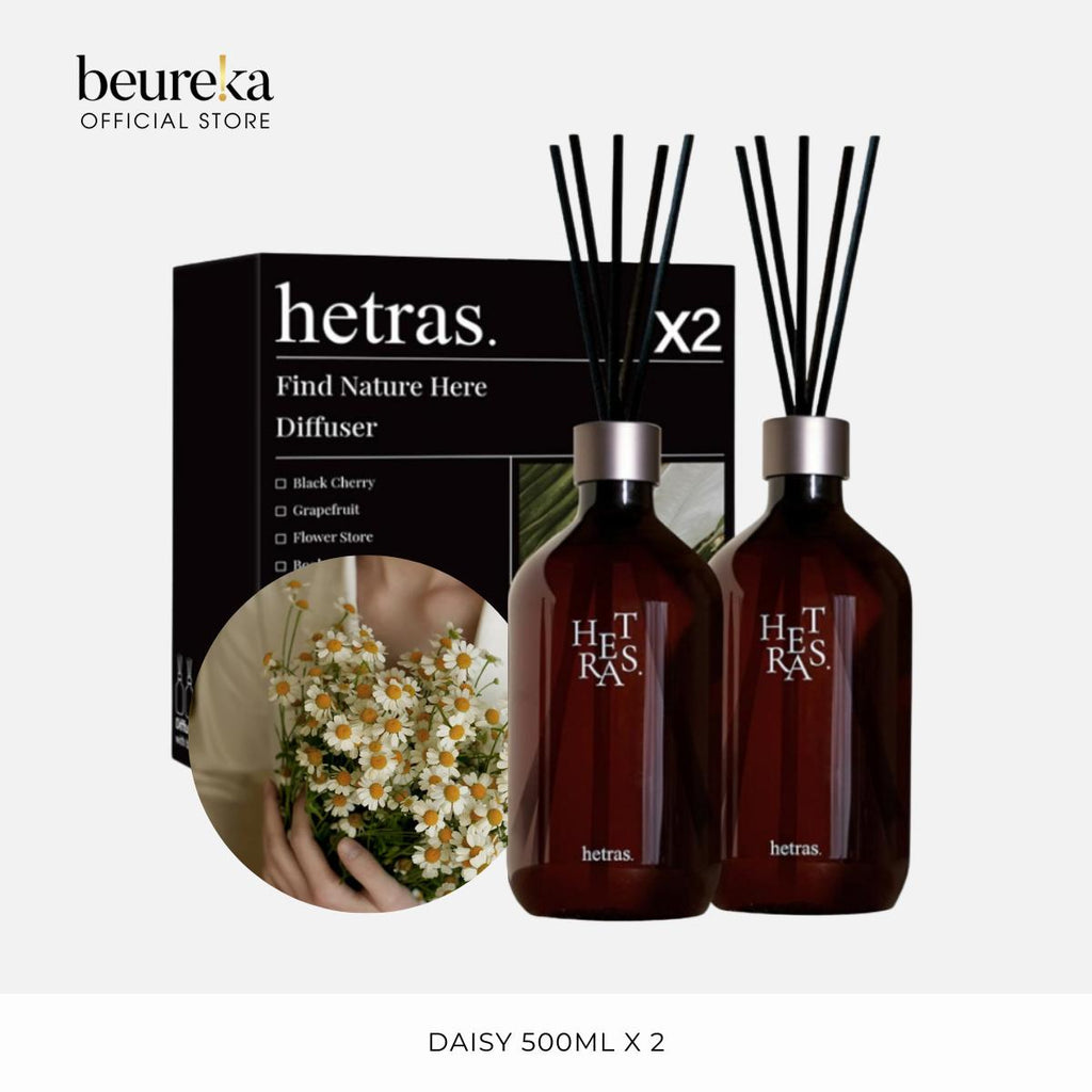 [LIVE ONLY] Hetras Premium Fragrance Diffuser 500ml x 2pcs [5 Variations - Daisy, Jeju Saryeoni Forest, Hug Soap, Hotel Wood, Flower Shop] - Beureka