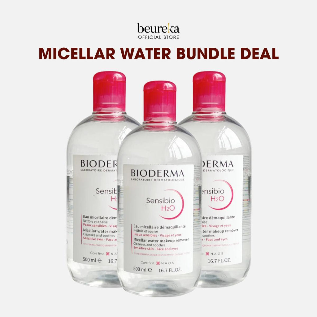 [LIVE ONLY] [Bundle of 3] Bioderma Sensibio H2O Micellar Water 500ml- Beureka [ Makeup Remover | Cleansing Water ] Cosmetic