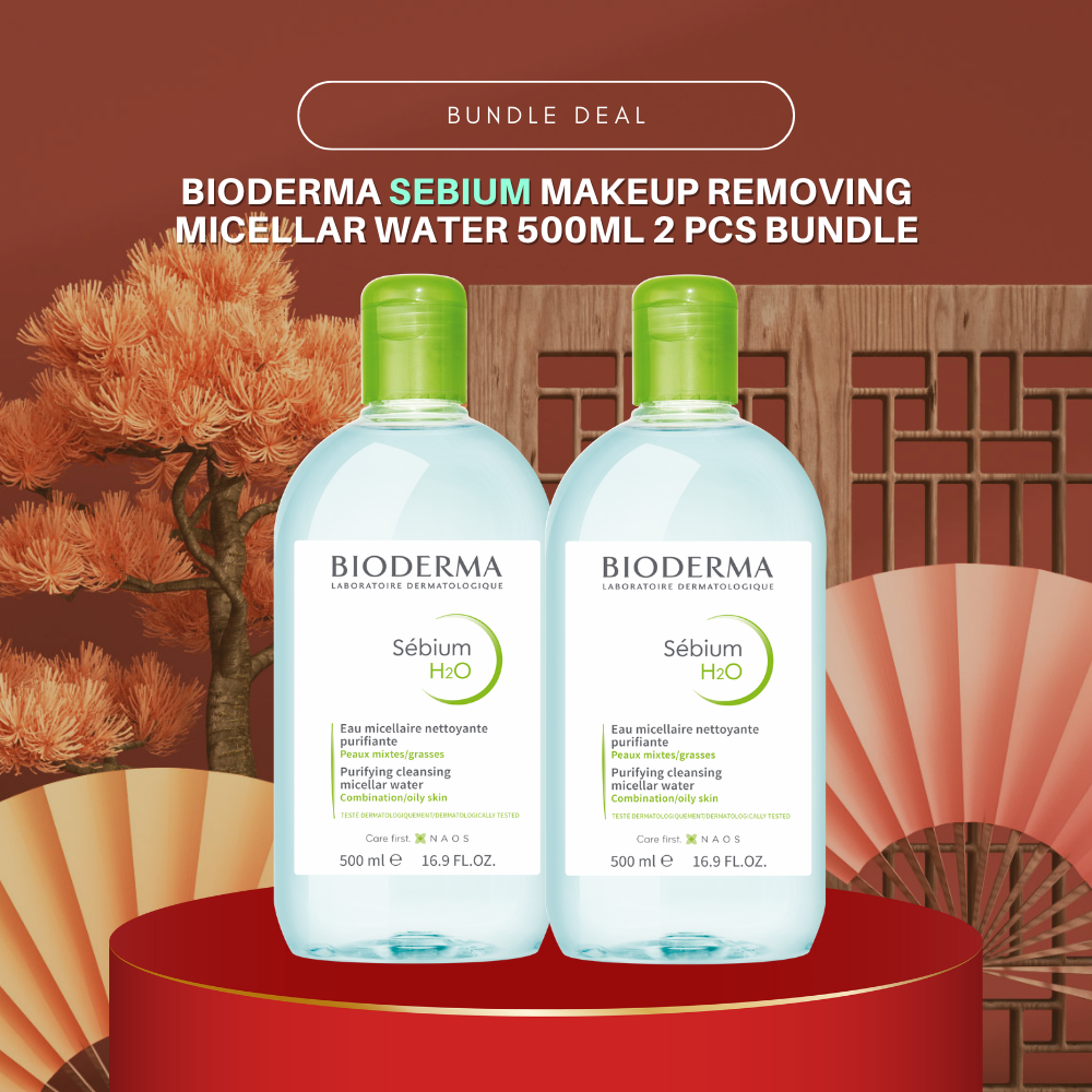 Bioderma Sebium H2O Micellar Water Makeup Remover 500ml 2 pcs Bundle